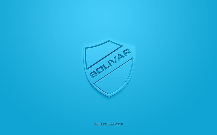 Klub Bolivar, logo 3D kreatif, latar belakang biru, Divisi Primera Bolivia, lambang 3d, Klub sepak bola Bolivia, Bolivia, seni 3d, sepak bola, logo 3d Klub Bolivar Wallpaper HD