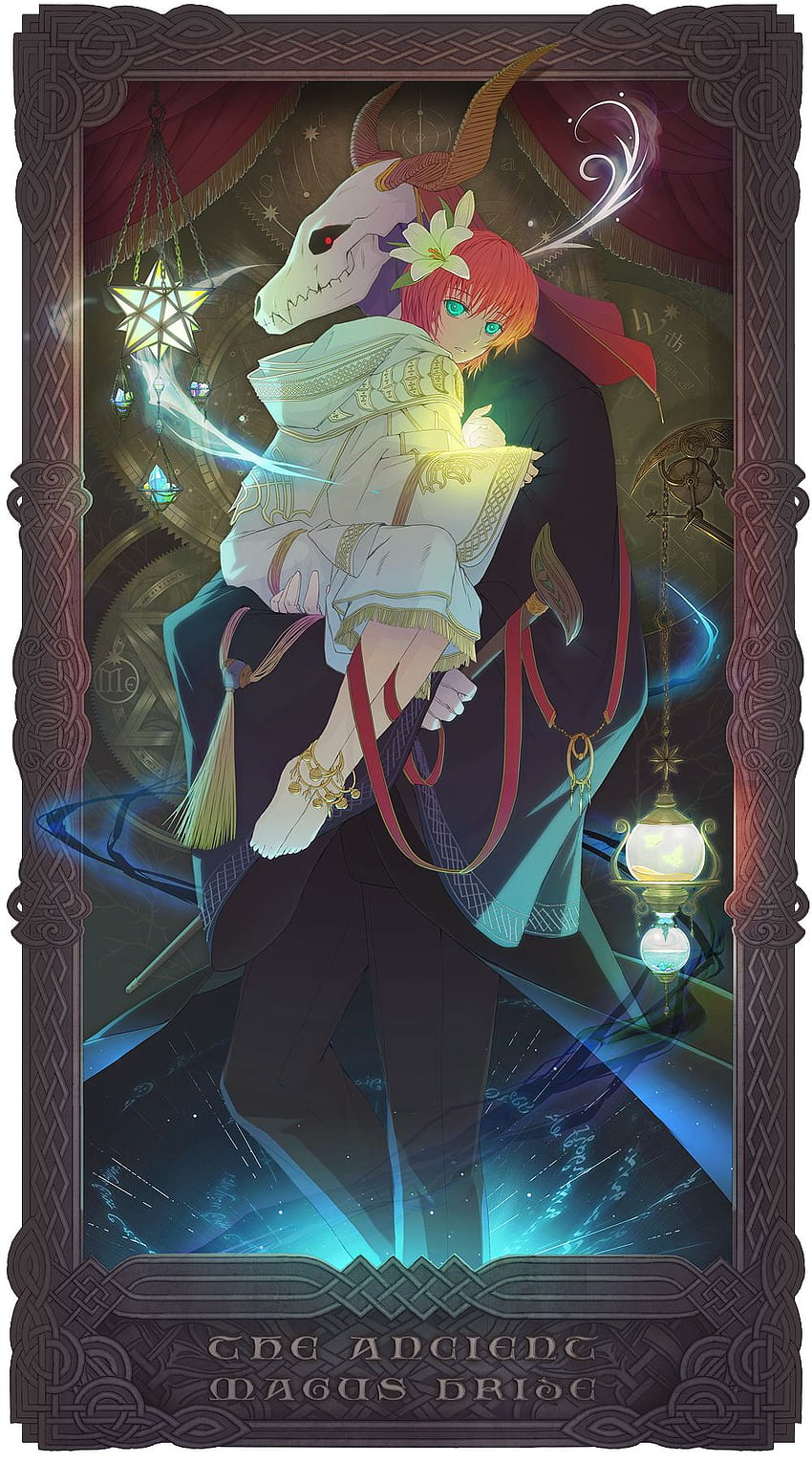 Wallpaper background, round, two, Mahou Tsukai no Yome, The Ancient Magus'  Bride, Elias Ainsworth, Hatori Chise for mobile and desktop, section сёнэн,  resolution 2000x2000 - download