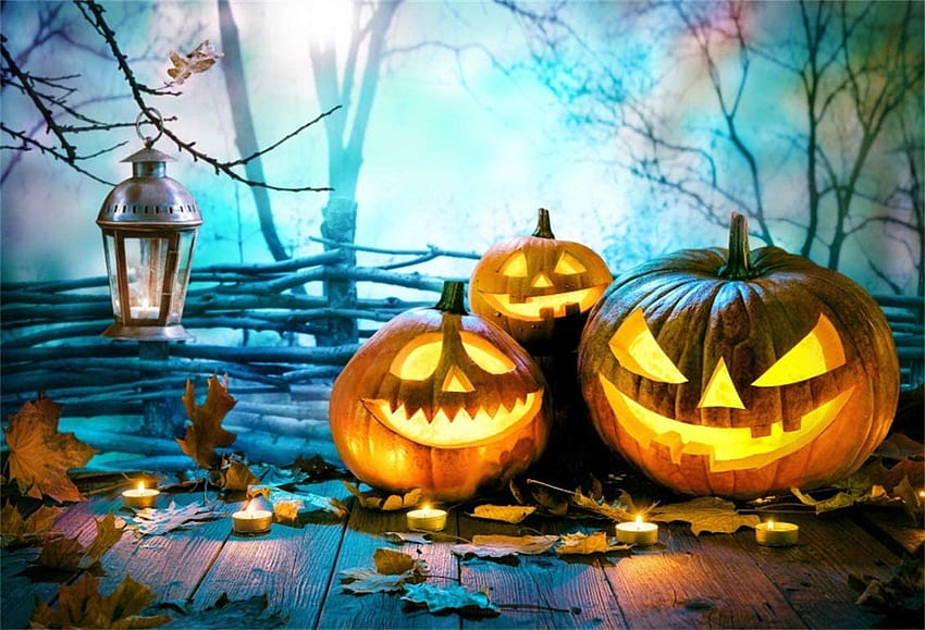 CSFOTO ft Halloween Background Pumpkins Wood Nightly Spooky Forest graphy Backdrop Horror Night Halloween Party Decoration Retro Lamp Child Kids Studio Props Polyester : Electronics HD wallpaper