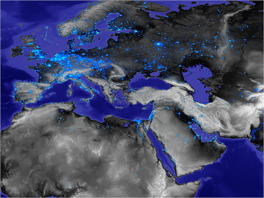 Some Satellite of Earth at Night, Mideast HD wallpaper