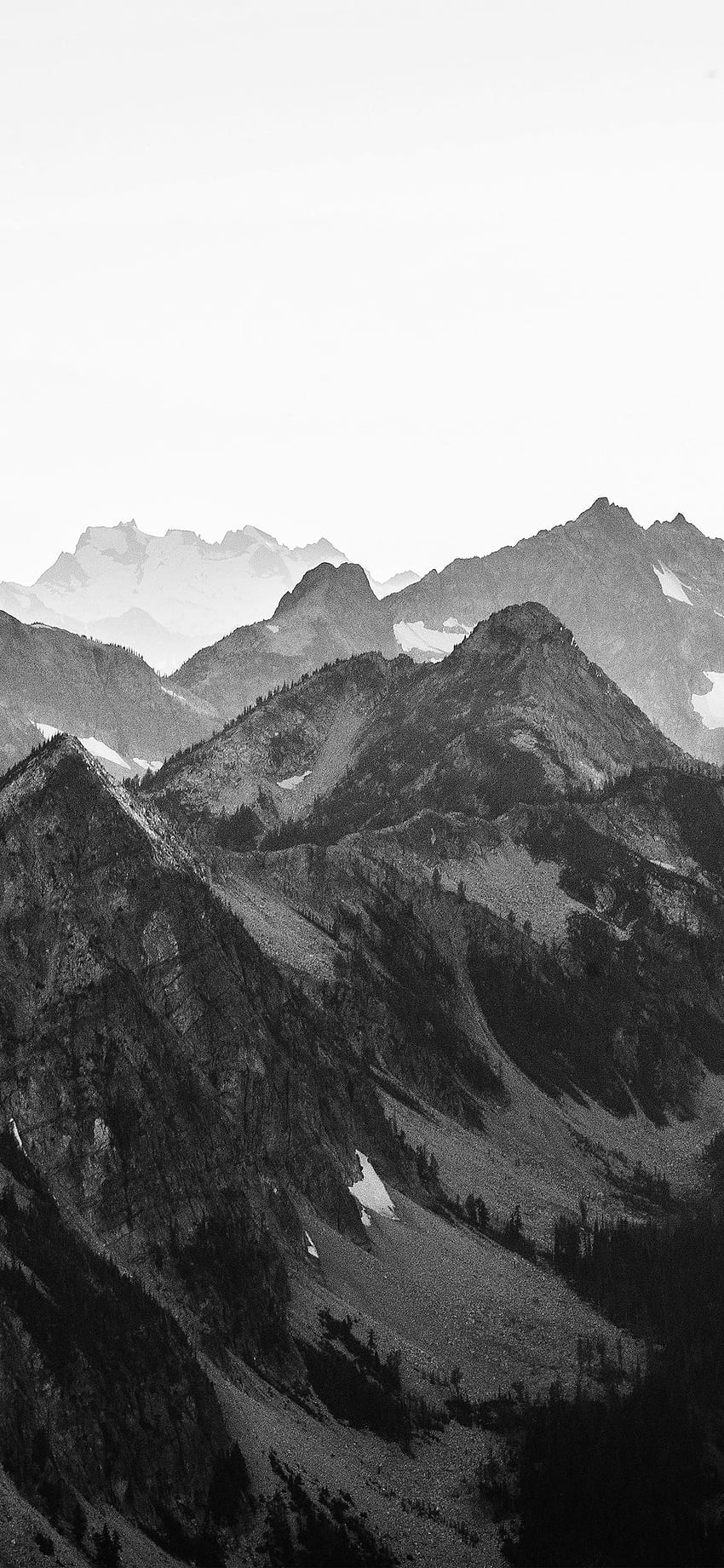 iPhone'a X. górskim warstwa widok przyrodzie wierzchołek bw ciemny, Grey Mountain Tapeta na telefon HD