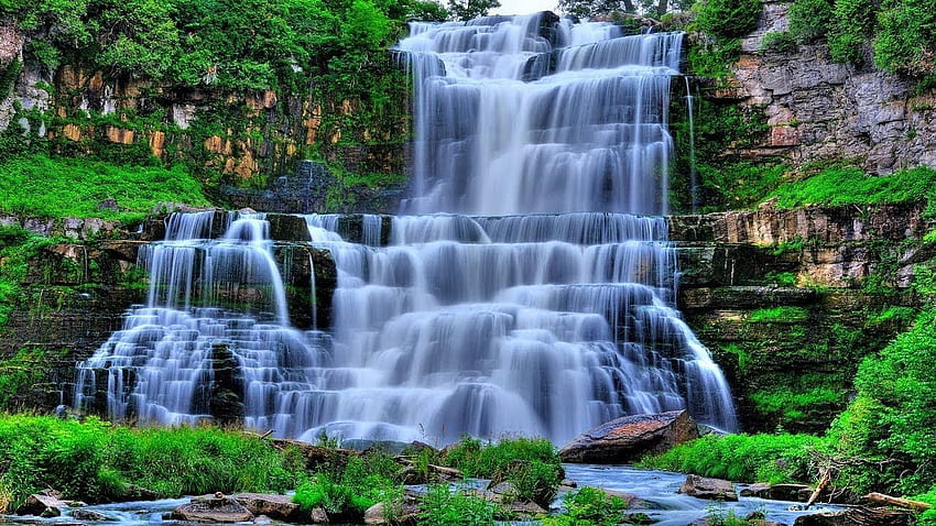 最も美しい滝をリラックス 自然, 自然の滝 , 自然, 風光明媚な滝 高画質の壁紙