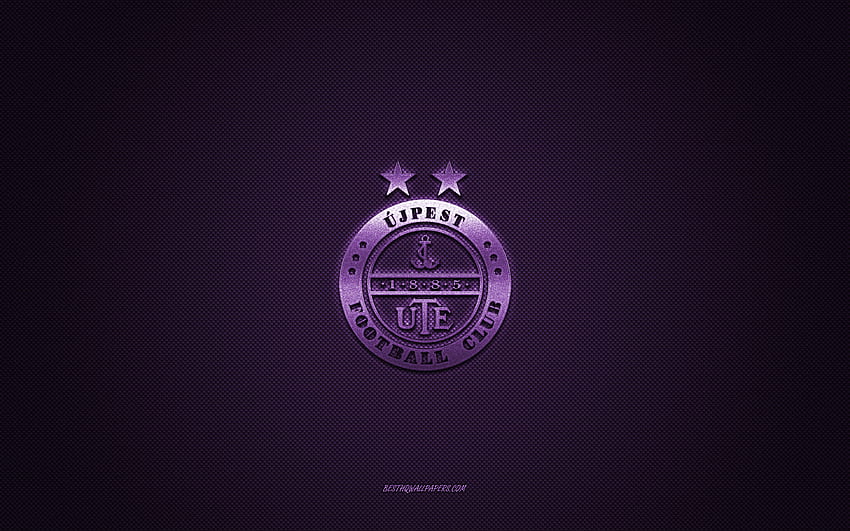 Ujpest FC, Hungarian football club, purple logo, purple carbon fiber background, Nemzeti Bajnoksag I, football, NB I, Budapest, Hungary, Ujpest FC logo HD wallpaper