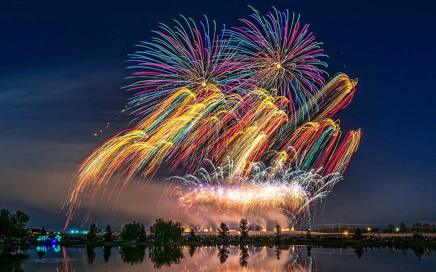 4th of July Fireworks from Idaho Falls, fireworks, colorful, usa, idaho falls HD wallpaper