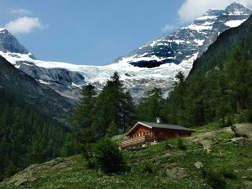 スイスのシャレー、自然、スイス、休暇、山 高画質の壁紙