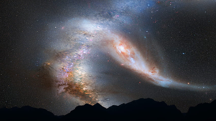 Milky Way Galaxy's Head On Crash With Andromeda: Artist , Andromeda Galaxy Phone HD wallpaper