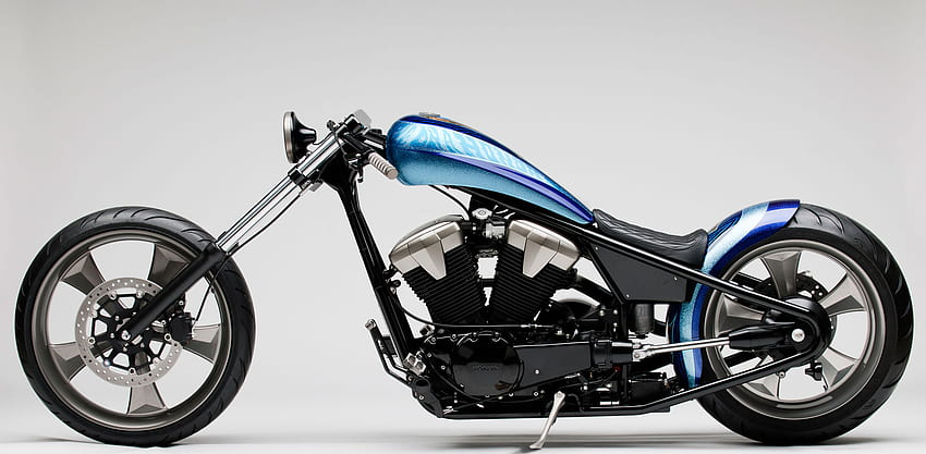 Fury Hardtail, син, мотоциклет, honda, custom HD тапет