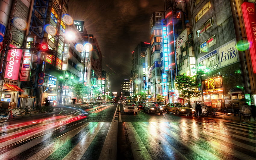 Miasta, miasto, miasto nocą, r, Tokio Tapeta HD