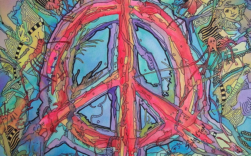 Artistic , Psychedelic, Hippie, Peace Sign, Trippy • For You For & Mobile, Neon Hippie HD wallpaper
