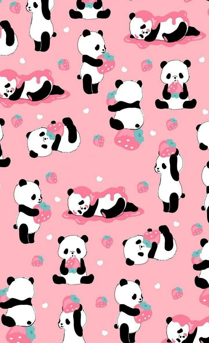 Kawaii Pink Panda , Cute Pink Panda HD phone wallpaper