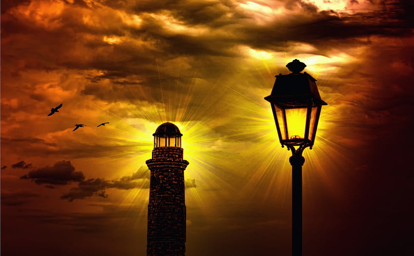 Nature, Sky, Night, Lamp, Lantern, Lighthouse, Bad Weather HD wallpaper