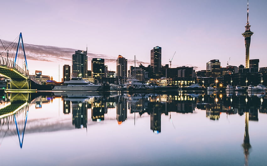 auckland, new zealand, port, yachts, buildings , Auckland HD wallpaper