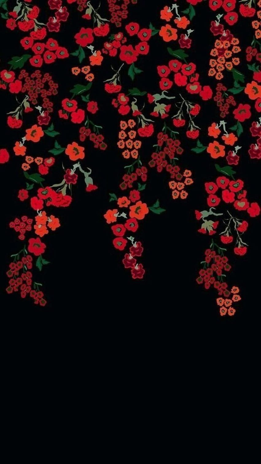 Touch OF Fashion on . Floral iphone, Black flowers , iphone christmas, Red and Black Floral HD phone wallpaper
