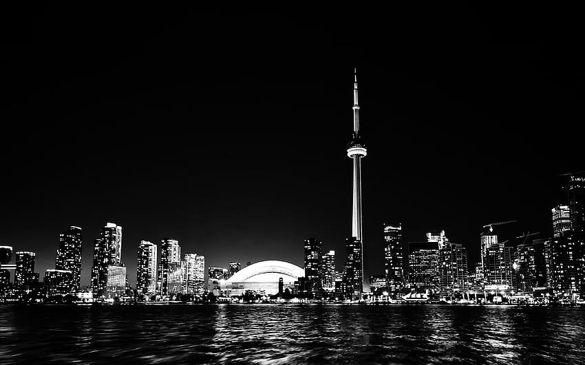 Toronto City Night Missing Tower Dark Cityview Bw, Dark Skyline papel de parede HD