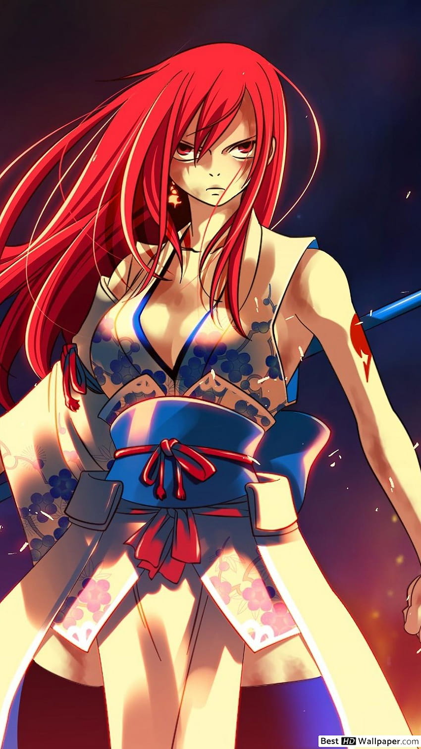 Fairy Tail - Erza Scharlachroter Kimono HD-Handy-Hintergrundbild