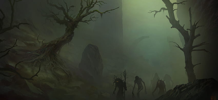 不気味な霧の木のアンデッド - 解像度: 高画質の壁紙