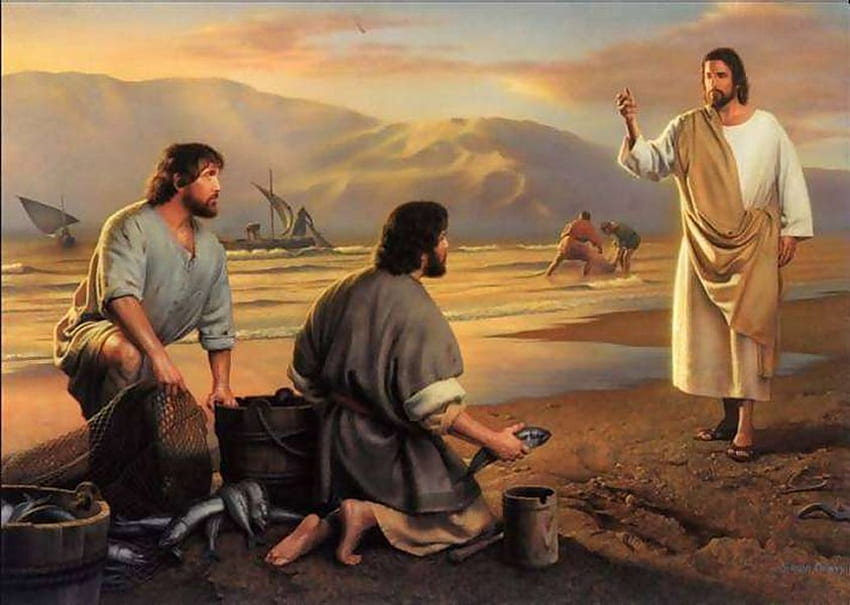 İsa ve balıkçılar, tanrı, balıkçı, İsa, mesih, din, hıristiyanlık HD duvar kağıdı