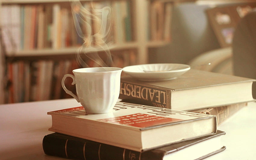 파인 큐 북스 . 멋진 , 커피와 독서 HD 월페이퍼