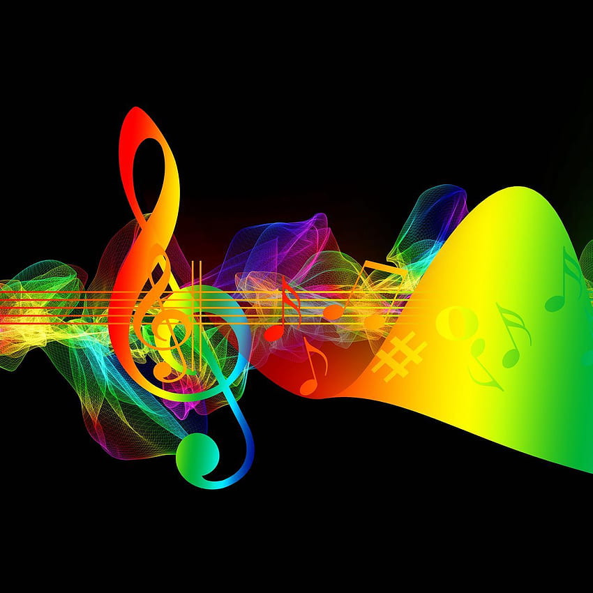 treble clef, musical notes, multicolored, rainbow ipad, ipad 2, ipad mini for parallax background HD phone wallpaper