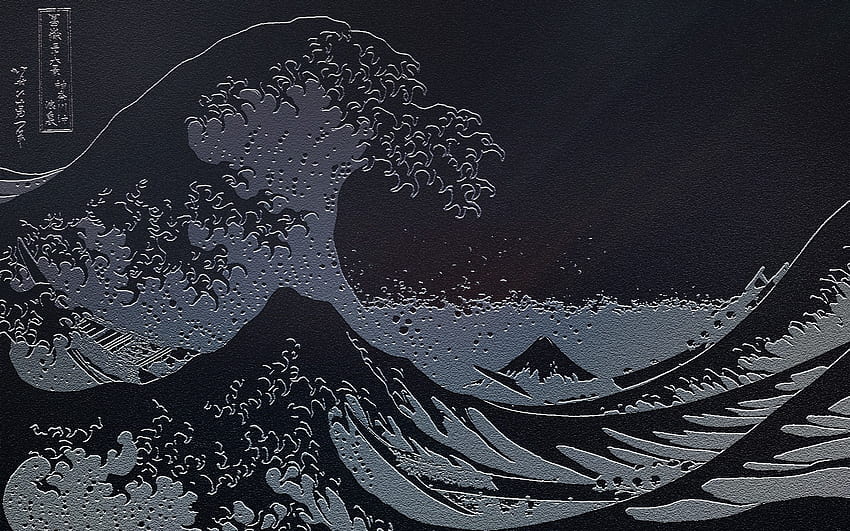 olas Obra de arte japonesa La gran ola del mar de Kanagawa. fondo de pantalla