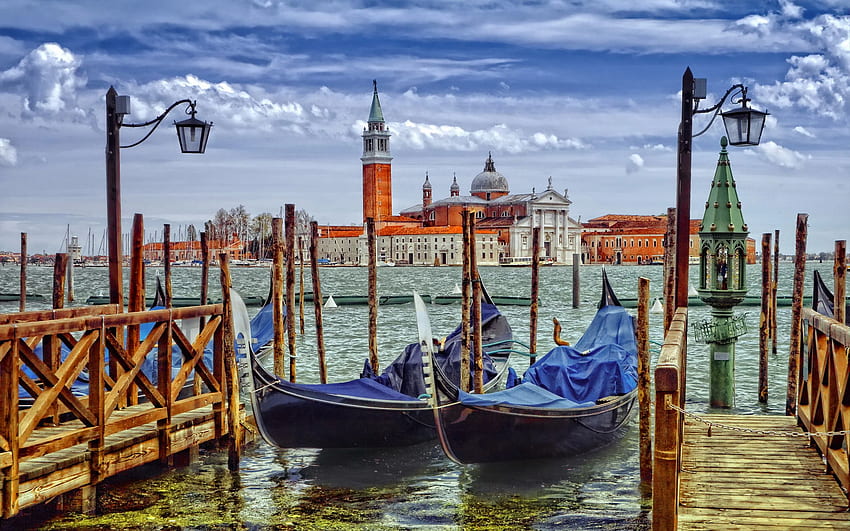 Venice Italy Great Channel Speaker Piazza San Marco Gondola Sky Wallpaper HD