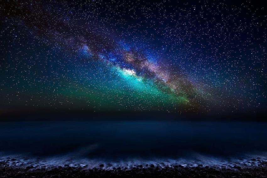 Milchstraßenhimmel über dem Ozean, Milchstraßenozean HD-Hintergrundbild