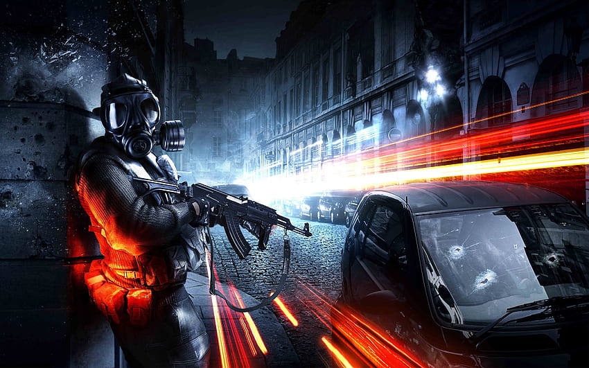 Battlefield 3, Nacht, Soldat, Schlachtfeld, Dunkelheit, Krieg, Abenteuer, Action, Videospiel, Waffe, Feuer HD-Hintergrundbild