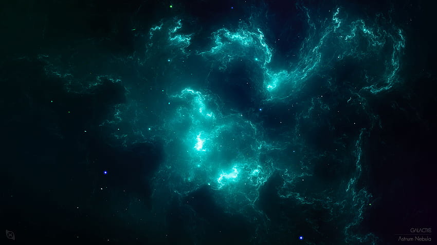 星雲、ティール、ターコイズ、、、宇宙、緑と青の宇宙 高画質の壁紙