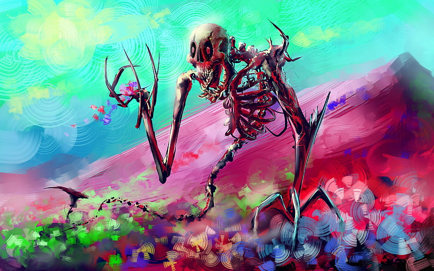 Skeleton Art Bright Colorful, Vibrant HD тапет