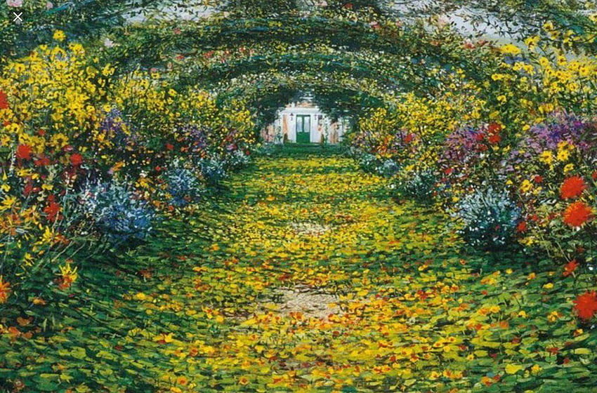 Pintura del jardín de Claude Monet fondo de pantalla