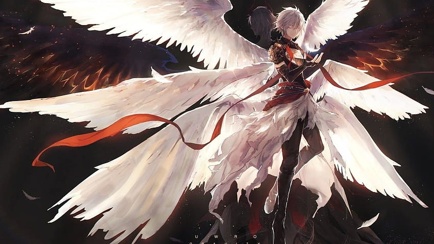 anime angel and demon drawing
