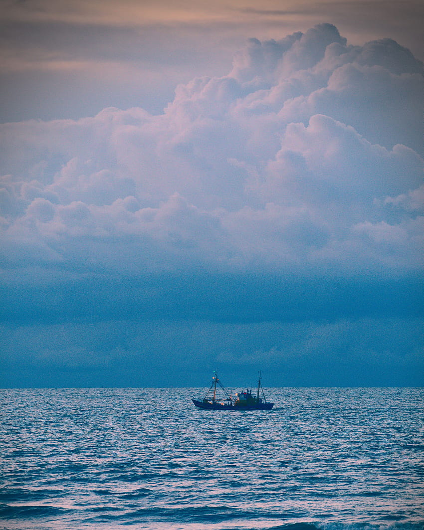 Nature, Sea, Clouds, Horizon, Ship HD phone wallpaper