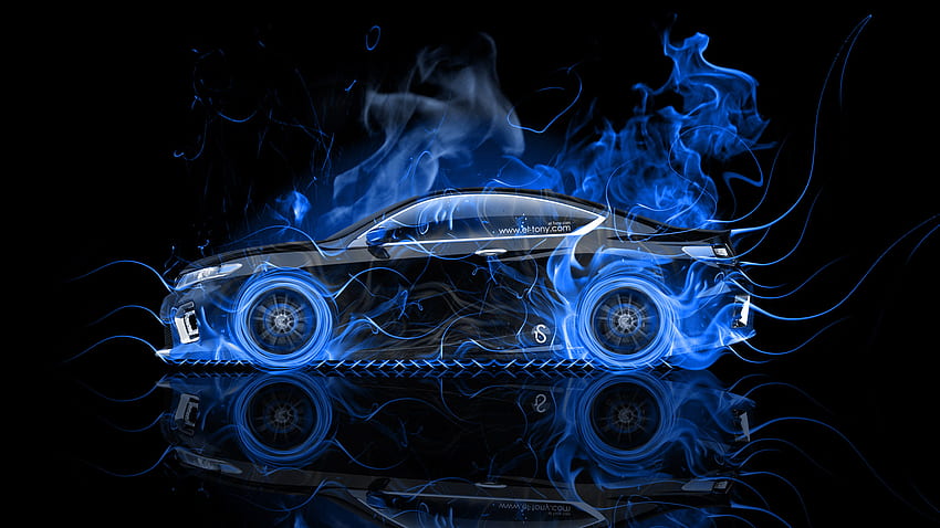 Honda Accord Coupe Side Fire Abstract Car 2014 el Tony, Blue Honda HD тапет
