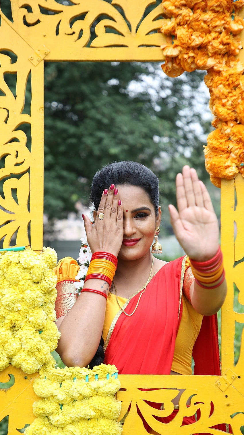 Himaja, telugu actress, saree with HD phone wallpaper