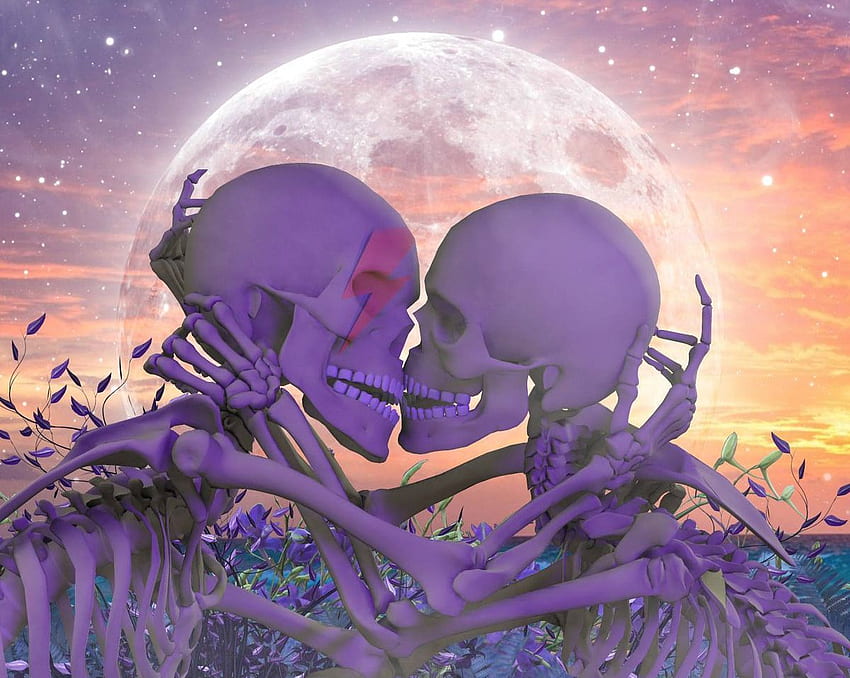 Ideas de parejas esqueléticas en 2021. arte del cráneo, arte del esqueleto, amor del esqueleto, amantes del cráneo fondo de pantalla