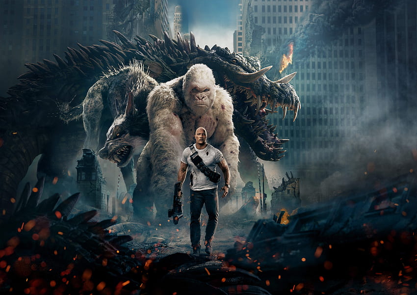 Film, Rampage, 2018, offizielles Poster HD-Hintergrundbild