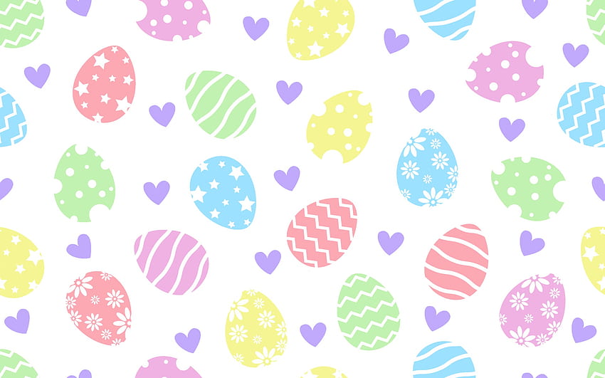 Seamless pattern of happy easter decorated with colorful easter eggs and heart on white background. 2157692 Vector Art at Vecteezy HD wallpaper
