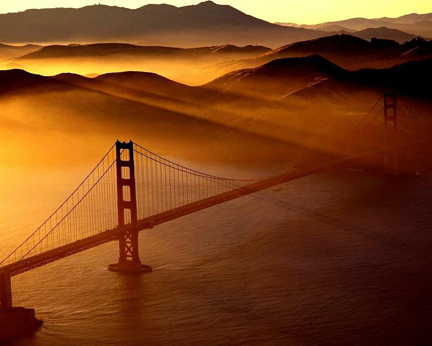 golden sunset, golden, california, köprü, san francisco, gün batımı, abd HD duvar kağıdı