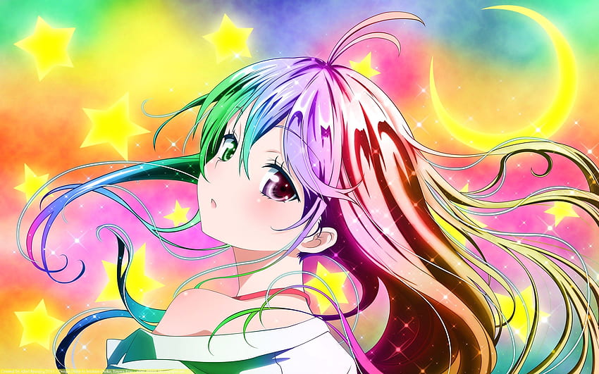 Rainbow Short Hair Anime Girl Digital Download (Download Now) 