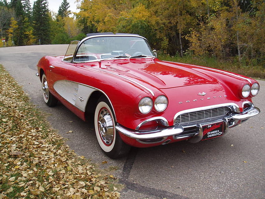 1961 Chevrolet Corvette convertible, klasik, chevrolet, corvette, 1961, convertible, merah, antik, keren, 61, ragtop, chevy Wallpaper HD