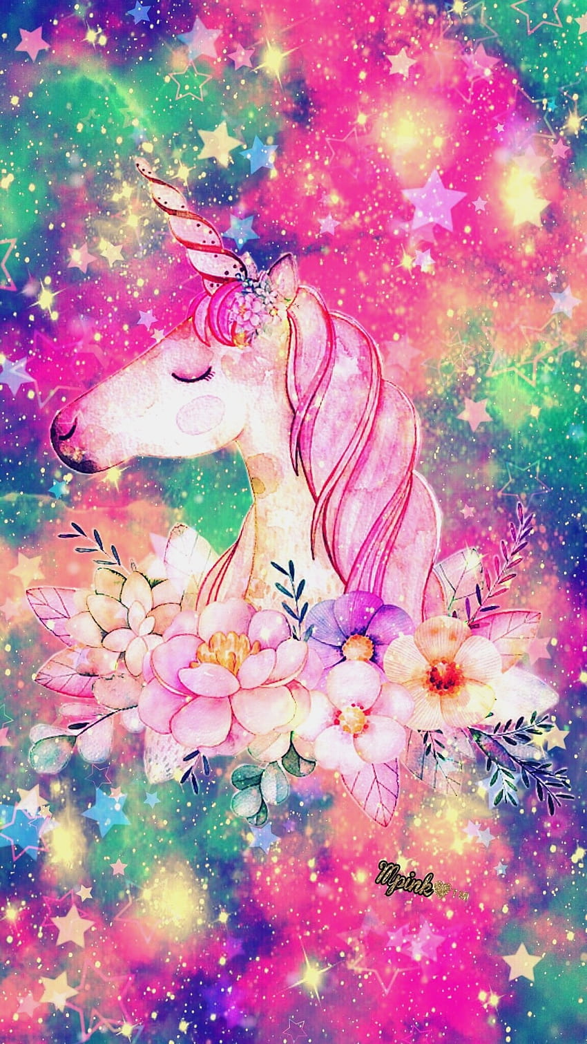 purpurina para meninas, unicórnio, personagem fictício, rosa, criatura mítica, ilustração, Cute Girls Unicorn Papel de parede de celular HD