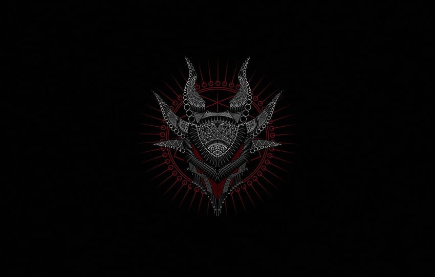 Minimalism, Black, Style, Face, The demon, Figure, Horns, Art, Art, Devil, Black, Style, Figure, Minimalism, Face, The devil for , section минимализм HD wallpaper