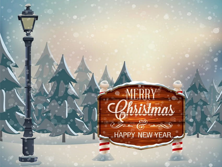 Joyeuses fêtes, hiver, vacances, flocons de neige, lumière, chutes de neige, neige, noël, arbres, heureux, lanterne, forêt, nouvel an Fond d'écran HD