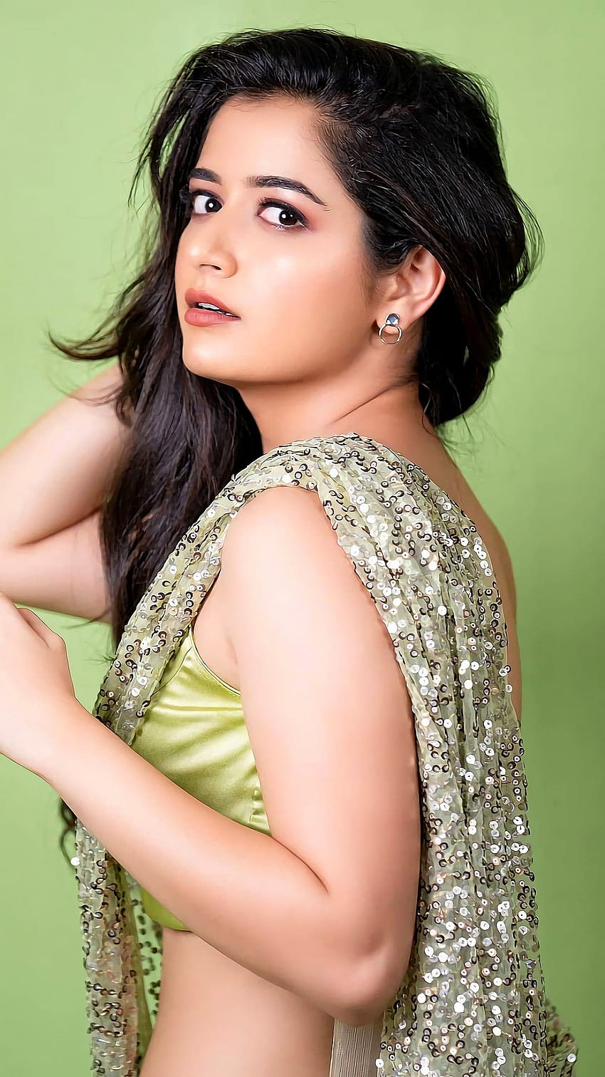 Ashika Ranganath, kannada aktorka, piękna sari Tapeta na telefon HD