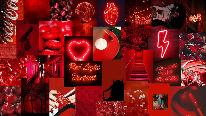 Sara Dostičić บน W AL L P A P E R C O M P U T E R ในปี 2021 Aesthetic , Red , Collage background, Dark Red Aesthetic วอลล์เปเปอร์ HD