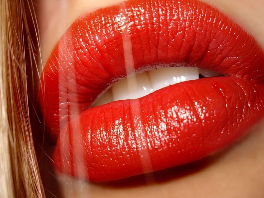 Labios rojos, maquillaje, grafía, lápiz labial, rojo, labios, seductor. fondo de pantalla