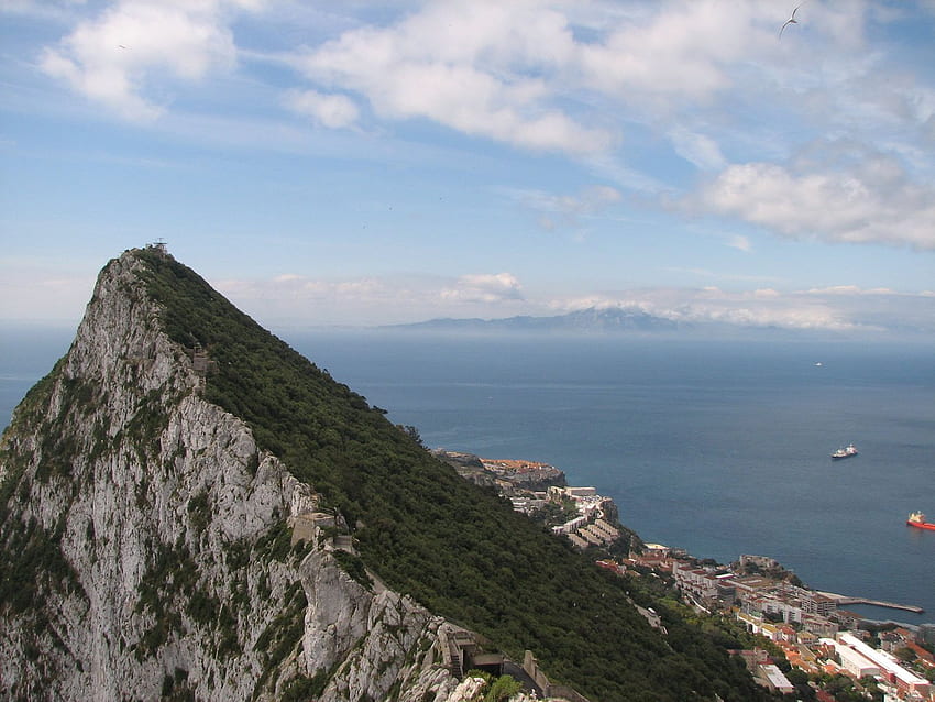 gibraltar the hill and the sea. Windows HD wallpaper
