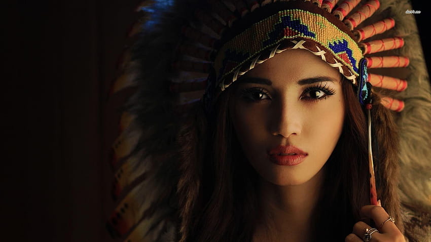 아메리카 원주민 머리 장식 소녀, 인디언 소녀 HD 월페이퍼