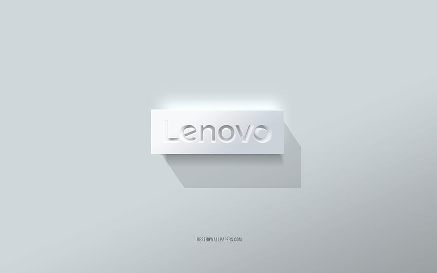Lenovo ロゴ、白背景、Lenovo 3d ロゴ、3d アート、Lenovo、3d Lenovo エンブレム 高画質の壁紙