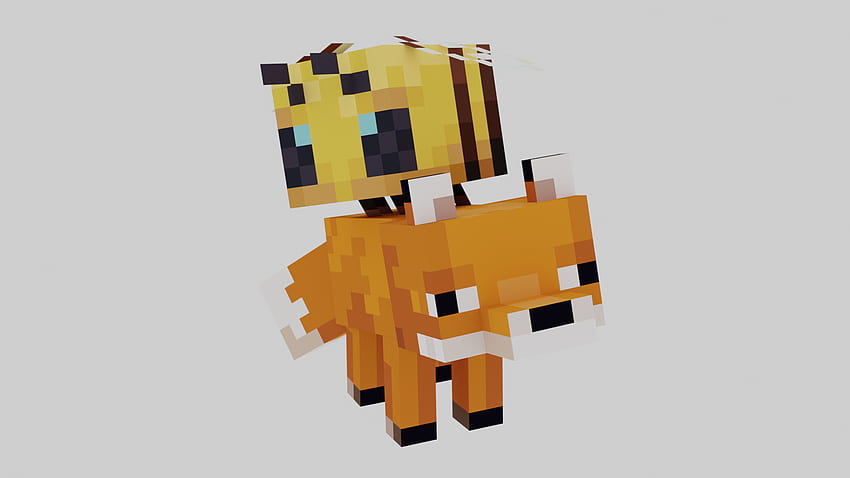 My render of a bee and a fox.: Minecraft HD wallpaper | Pxfuel